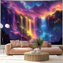 1 件梦幻星空瀑布挂毯，五彩斑斓的星空瀑布，波西米亚风格，手工编织，神秘景观，客厅卧室装饰，免费安装，易于悬挂 - 彩色 - 查看 4