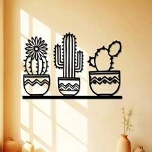 A Cactus Metal Wall Art, Desert Cactus Outdoor Decoration, Succulent Garden Sign, Kitchen Decoration, Home Decor Gift, New Home Gift, For Room, Bedroom, Office, Bar, Restaurant, Cafe - Art Deco Style, Metal Material.