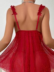 Women's Tulle Nightgown Beautiful Sensual Lingerie - Đỏ - Xem 4