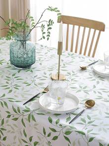 PVC [Plastic Material] Non-Woven Fabric Green Bamboo Leaf Pattern Tablecloth, Thin Style, Waterproof And Oil-Proof, Easy To Clean. Suitable For Decorating Tabletops And Holiday Party Decorations. - Multicolor - View 7