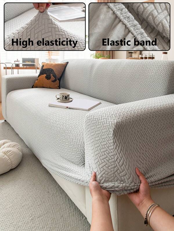 1PC Minimalist Stretch Lazy Sofa Slipcover - Machine Washable & Easy Install, Universal Fit For 1/2/3/4/5-Seater Couches, All-Season Non-Slip Pet-Friendly Full Coverage Dustproof Protector (Mist Gray, 90-140cm/35"-55", Single-Seater, 1-Pack)