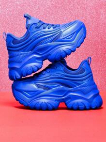 Tênis Femininos de Plataforma Elevada e Solado Grosso, Sapatos Casuais de Salto Alto Branco Puro, Malha Respirável com Cadarço, Sola Ultraleve e Versátil, Bico Redondo para Uso Externo, Verão, Diário, Encontros, Academia, Trabalho, Confortável, Absorção de Impacto, Antiderrapante, Resistente ao Desgaste, Altura Aumentada 7cm