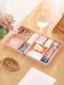 1 Peça Organizador de Gaveta de Mesa com 4 Compartimentos, Caixa de Armazenamento de Gaveta Plástica Simples para Uso Doméstico Sem Furos, Organizador de Papelaria de Mesa, Caixa de Classificação e Armazenamento de Itens Pequenos, Organizador Empilhável de 4 Níveis, Necessidade de Verão para Organizador de Armazenamento Presente de Viagem para Mulheres