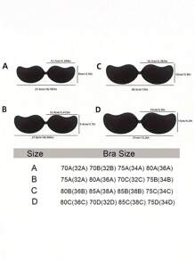 Sujetador negro con tono de piel para mujeres, sujetador reutilizable push-up, sujetador invisible sin espalda para todas las estaciones