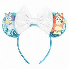Bluey 1pc Blue Dog Soundwave Headband Birthday Party Hair Accessories Cute Bingo Ear Headband Amusement Park Headband