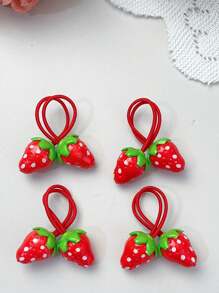 Kids Red Strawberry Design Elastic Hair Ties,Cute Headbands For Girls Baby Princess Hair Accessories