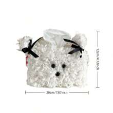 Cute Plush Puppy Tissue Box Holder - Soft Decorative Napkin Dispenser For Bathroom And Living Room - Yellow/White/Brown