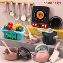 61pcs Simulation Mini Kitchen Cooking Set - Fruits Cutting Toy, Electric Stove, Cookware, Pretend Play Toy For Girls - Multicolor - View 8