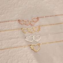 Dây chuyền hình trái tim khắc tên theo yêu cầu (1-5 tên), trang sức hình trái tim, mặt dây chuyền hình trái tim cá nhân hóa, quà tặng cho con gái từ mẹ, dây chuyền nhiều trái tim, quà tặng Ngày của Mẹ, vàng, phong cách, cổ điển, đơn giản, giản dị, dễ thương, lãng mạn tinh tế, kỷ vật hiện đại, dành cho phái nữ. - Nhiều màu - Xem 5