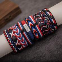 10 piezas de pulseras tejidas a mano de PU en rojo, amarillo y verde, aptas para uso diario tanto en hombres como mujeres