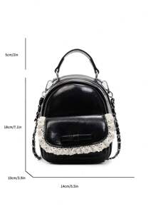 Latest Design, Fashion, Exquisite, Mini Backpack, Lace PU Leather, Suitable For Shopping, Dates, Casual Wear, College Style