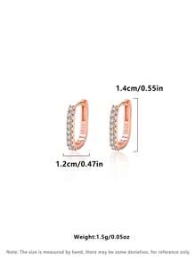 1 Pair 925 Sterling Silver Crystal Cubic Zirconia Hoop Earrings For Women, Wedding, Birthday Gift, Daily Wear, Comes With Exquisite Gift Box