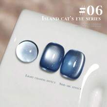15ml Esmalte para Unhas com Efeito Olho de Gato da Série Ilha, Novo Estilo Quente da Primavera e Verão de 2025, entre Celebridades da Internet, Branco, Esmalte Azul-Mar com Efeito Brilhoso de Contas