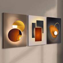 1/3 piezas de arte de pared de iluminación abstracta, arte de pared de estilo moderno, arte de pared de accesorios de iluminación geométricos y lúdicos, obra de arte de lienzo vibrante y energética, ideal para sala de estar, dormitorio, oficina, salón, decoración de pared, decoración del hogar y la universidad, sin marco / enmarcado - Multicolor - Ver 2