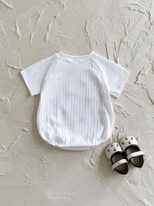 Newborn Baby Girl Sweet Embroidered Ditsy Floral Short Sleeve Romper, Summer