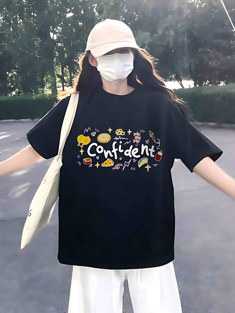 Summer And Autumn New Women's Joker Casual Loose Long Sleeve T-Shirt Top - 黑色 - 查看 1
