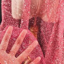 Tela de malla plateada brillante con lentejuelas brillantes, hilo de red suave, tul brillante, costura DIY, vestido de novia, velo, tutú de baile, accesorios de decoración YP1O - Rojo - Ver 9