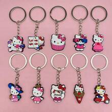 10pcs/Set Sanrio Cartoon PVC Keychain, Cute Keychains, Party Favors, Gift Bags, Fillers, Birthday Party Supplies