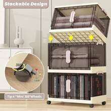 5/3/1-Layer Multifunctional Folding Storage Cabinet With Large Storage Capacity - Bottom Movable Pulley - Thickened Material Saves Storage Space - Easy And Worry Free Installation, Suitable For Clothes, Bedding, Kitchen Utensils, Shoes, Bags, Books