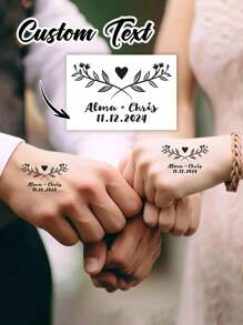 Tatuaggi temporanei personalizzati con foto per adulti, tatuaggi finti personalizzati con nome per coppie, tatuaggi temporanei per addio al nubilato