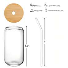 2pcs/1pc Glass Cup With Bamboo Lid And Straw, Women Gift, Drinking Glass Set, Iced Coffee, Tea Cup, Aesthetic Design Glass Cup, Mother's Day, Birthday Gift For Mom