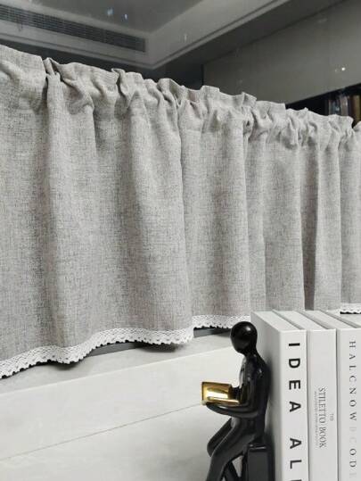 1 件日式流苏短半帘，咖啡色简约纯色咖啡窗帘，仿麻材质方杆窗帘，适用于客厅卧室厨房、窗户和橱柜遮盖装饰