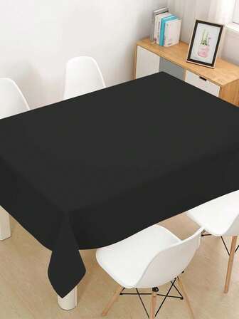 1/5 件黑色纯色桌布，矩形简约风格塑料桌布，非常适合生日、单身汉、洗礼、初次圣餐、车尾派对活动 - 机器制造，易于清洁