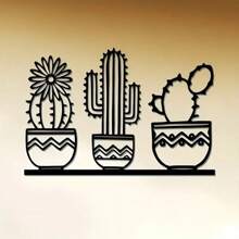 A Cactus Metal Wall Art, Desert Cactus Outdoor Decoration, Succulent Garden Sign, Kitchen Decoration, Home Decor Gift, New Home Gift, For Room, Bedroom, Office, Bar, Restaurant, Cafe - Art Deco Style, Metal Material.