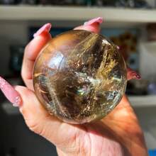 1pc Extraordinary And Rare Stunning Smoky Citrine Sphere, Featuring Beautiful Translucency With Rainbows, A Rainbow Aperture, Ideal For High-End Jewelry Creation, Perfect For Home Decor Art, And Unique Gifts For Christmas, Thanksgiving