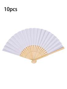 1 件简约优雅素色折扇，适合节日场合 - 白色 - 查看 6