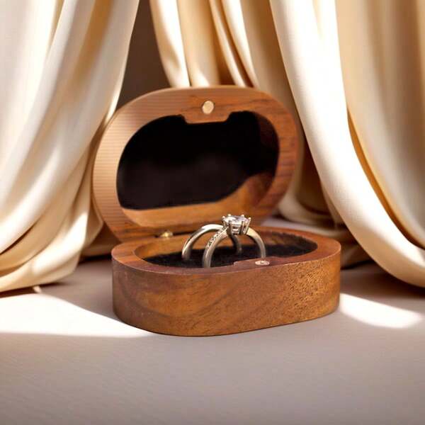 Large Oval Black Walnut Wooden Engagement Ring Box, Elegant Vintage Couple Ring Box For Timeless Love, Luxurious Jewelry Storage Organizer, Perfect Gift For Weddings, Anniversaries, And Special Occasions, Stylish Home Decor For Your Precious Keepsakes, Ideal For Engagements And Proposals, Unique Rustic Charm For Your Jewelry Collection, Thoughtful Present For Him Or Her, Enhance Your Romantic Moments With This Exquisite Box