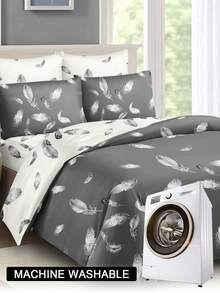 3pcs Feather Pattern Duvet Cover Set (1 Duvet Cover And 2 Pillow Shams), Soft And Skin-Friendly, Suitable For All Seasons - Multicolor - View 11