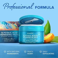 MAREE Glycolic Acid Polishes - Toner Pads For Face Cleansing - Tea Tree Oil, Salicylic Acid & Vitamins E, B3, B5 - Facial Peel & Radiance Deep Cleaning Effect - 50 Count Halloween Christmas New Year - Glycolic Pads - 查看 6