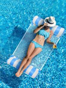 Schwimmring, aufblasbares Schwebebett, gestreifter Hängestuhl-Sonnenliege, Pool-Schwimmhilfe, Wassermatte für Schwimmbad, Sommer-Strandurlaubs-Accessoires, Strandutensilien