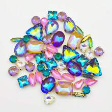 50pcs Mix Color Mix Shapes Sew On Crystal Rhinestone Sew On Flatback Gold Claw Rhinestone For DIY Craft, Clothes, Shoes, Dress, Jewelry Charms Making