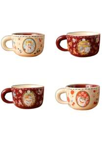 1 pieza Taza de cerámica vintage con diseño de gato, linda taza decorativa de café para uso doméstico, agua, leche, avena, té, jugo, desayuno, adecuada para cafetería, hogar, restaurante, fiesta, regalo de vuelta a la escuela