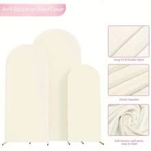 Arch Backdrop, 4ft, 5ft, 6ft, 6.6ft, 7.2ft, 8ft Beige Wedding Arch Cover 2 Sided Spandex Fitted Fabric Arch Backdrop Dome Arch Backdrop Fabric For Birthday Party Wedding Arch Stand Decoration, (Stand Not Included , Fabric Background Only)