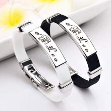 1pc Fashion Stainless Steel 12 Zodiac Signs Leather Bracelet Suitable For Men Everyday Wear