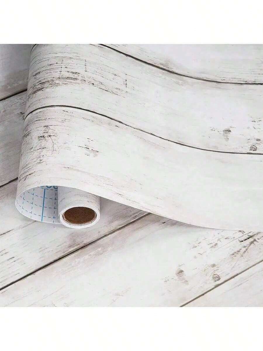 1 Roll Of White Wood Grain Self-Adhesive Wall Strips With Thickened DIY Waterproof Moisture-Proof Easy To Clean And Removable Stickers Kitchen Decor