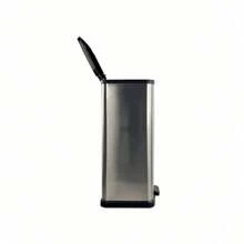 13.2 Gallon Trash Can, Plastic Rectangular Stepped Kitchen Trash Can, Silver