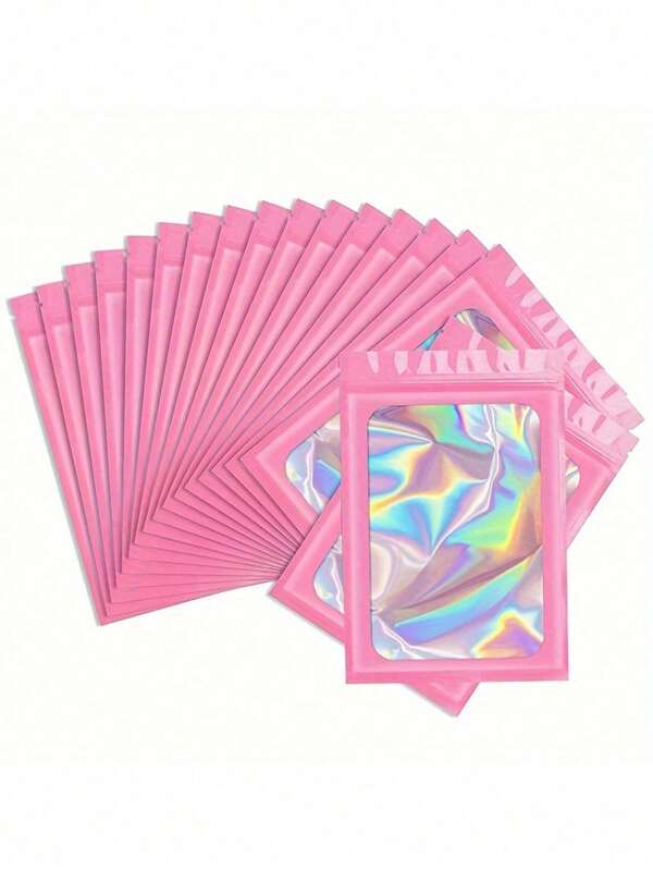 100/50/30/10/5pcs Reusable Pvc Dustproof Jewelry Bags, Gradient Color Sealed Jewelry Bags, Suitable For Jewelry, Earrings, Necklaces, Party Packaging.