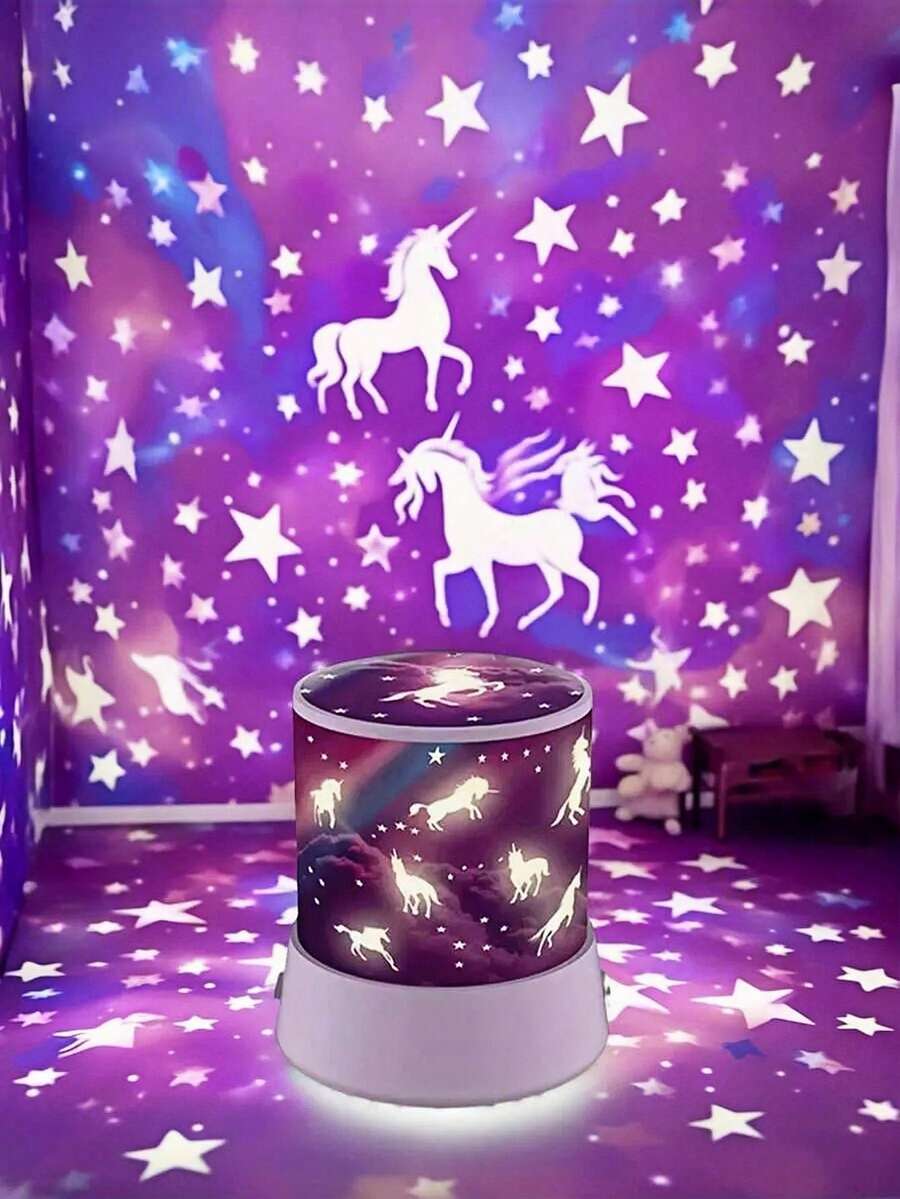 1pc Pink Unicorn Projector Night Light - Romantic Decor Light, Magical Projection Lamp Gift For Girls Room, Suitable For Room/Living Room/Ceiling/Wedding/Holiday Party/Outdoor Camping/Christmas New Year Atmosphere, Valentine's/Birthday Gift For Girls, USB Or Battery Powered (Battery Not Included) - Pink - View 1