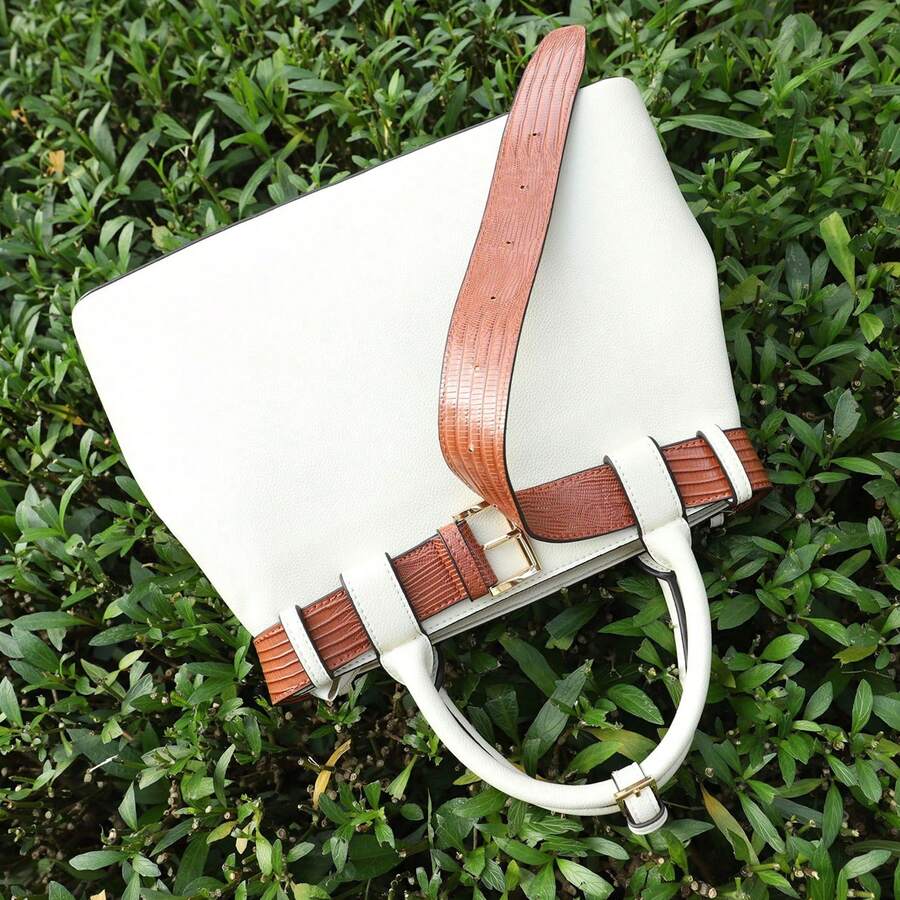 Hot Best-Selling Tote - Stylish PU Leather Ladies Bag With Belt Accent