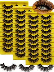 30Pairs/3Pack 3D Fluffy False Eyelashes For Dramatic Fake Eyelashes Messy False Eyelashes Fluffy Thick Lashes - 30雙 - 查看 1