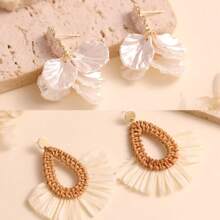 Pendientes colgantes gruesos de rafia vintage, estilo europeo y americano