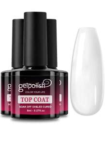 3 Stücke Gel-Überlack ohne Abwischen, glänzendes Finish und langanhaltend, Soak-Off-LED-Nagellampe-Gel, Geschenke für Frauen