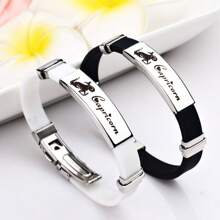 1pc Fashion Stainless Steel 12 Zodiac Signs Leather Bracelet Suitable For Men Everyday Wear