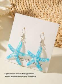 1 Pair/6 Pairs Set Bohemian Sea Star Resin Pendant Women Single Pair Earring & Earring Set, Suitable For Beach Party, Gift (No Card)