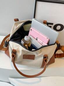 Fashionable Color Block Style Travel Bag With Large Capacity, Can Be Carried By Hand, Shoulder Or Cross-Body, Suitable For Short-Term Travel, Vacation, Gym And Other Occasions Back To School School Bag Travel Essentials Travel Organizer For Beach Summer Vacation Bag For School School Accessories School Stuff