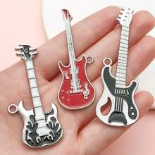 Rockstar DIY Kit: 2/6pcs Elegant Guitar Pendants - Perfect For Band Merch Jewelry Making" (Niche Appeal)